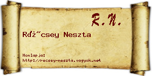 Récsey Neszta névjegykártya